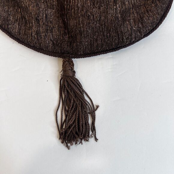 Lisa Violetto VTG Brown Velvet Drawstring Evening Cocktail Bag Regency Victorian - Picture 5 of 9